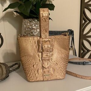 Brahmin Gold Crocodile Embossed Shoulder Bag